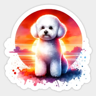 Watercolor Bichon Frise Sunset Sticker